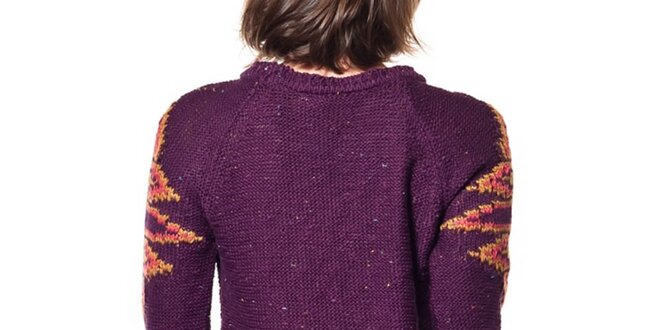 Dámsky fialový sveter s ornamentom ARS Collection