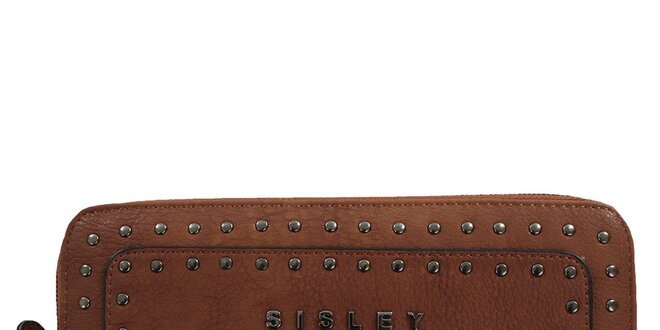 Dámska hnedá peňaženka s cvokmi Sisley