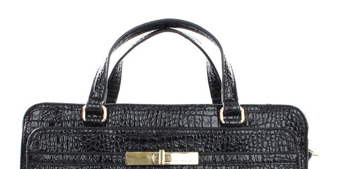 Dámska čierna lesklá kufríková kabelka Sisley