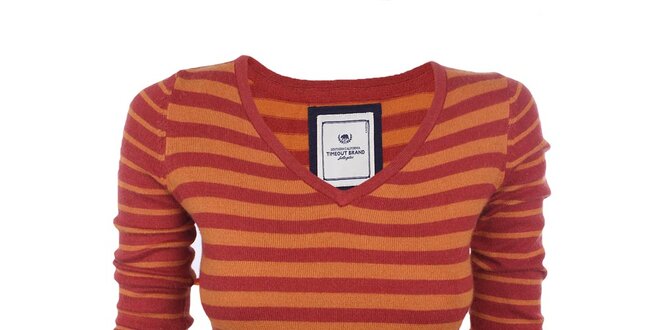 Dámsky červeno-oranžový pruhovaný sveter Timeout