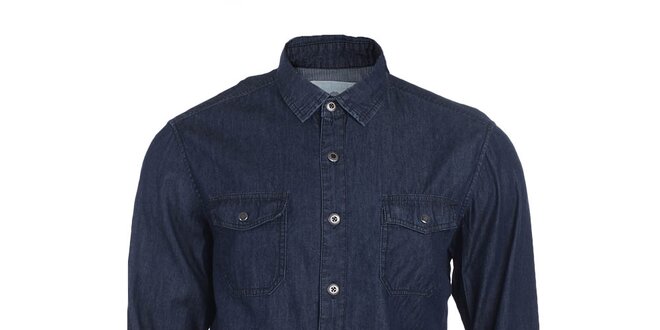 Pánska tmavo modrá džínsová košeľa Timeout