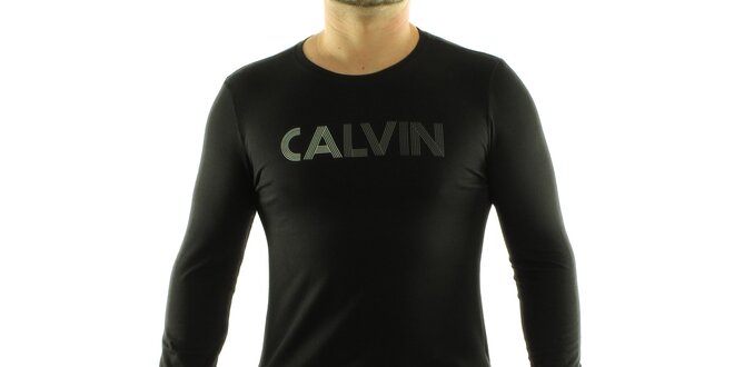 Pánske čierne tričko Calvin Klein s potlačou