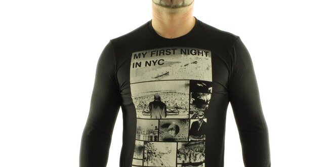 Pánske čierne tričko Calvin Klein s foto potlačou