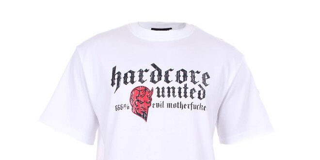 Pánske biele tričko s diablom Hardcore United