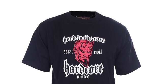 Pánske čierne tričko s hlavou lucifera Hardcore United