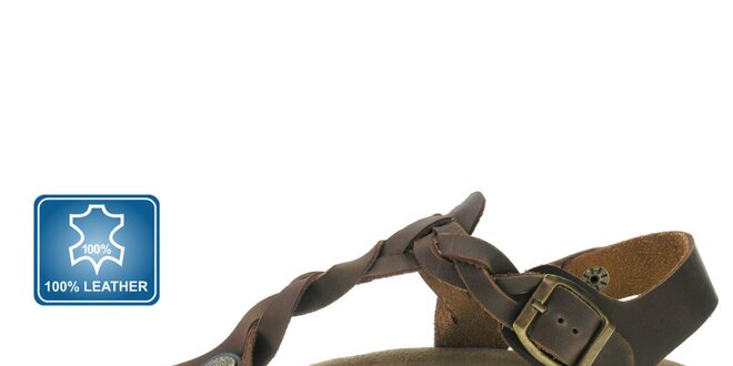 Dámske hnedé kožené sandále Beppi