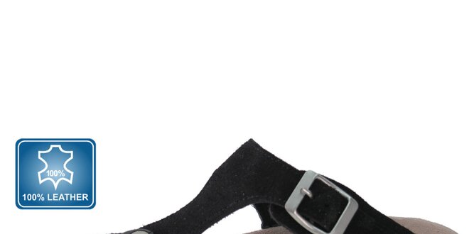 Dámske čierne kožené sandále Beppi