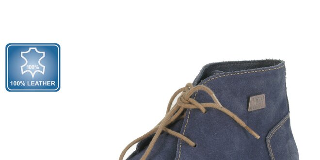 Pánske modré členkové topánky z kože Beppi