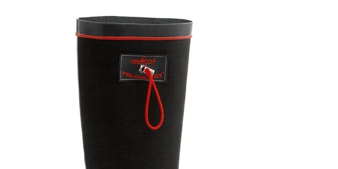 Dámske matné čierne rolovacie čižmy RedFoot s červenými detailami