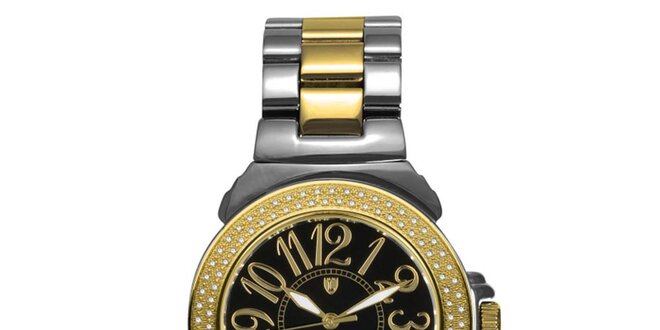 Dámske oceľové hodinky s diamantmi a tmavým ciferníkom Lancaster
