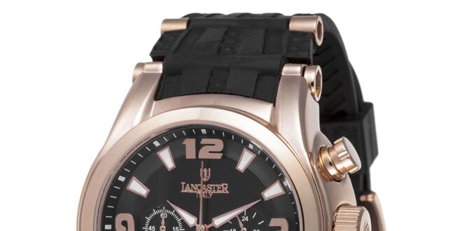 Pánske hodinky s chronografom a púzdrom vo farbe ružového zlata Lancaster