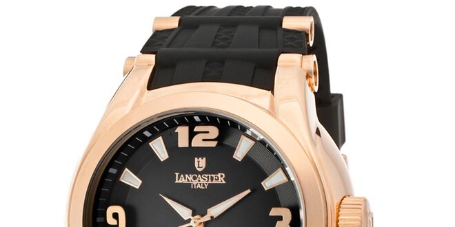 Pánske pozlátené hodinky Lancaster s čiernym remienkom