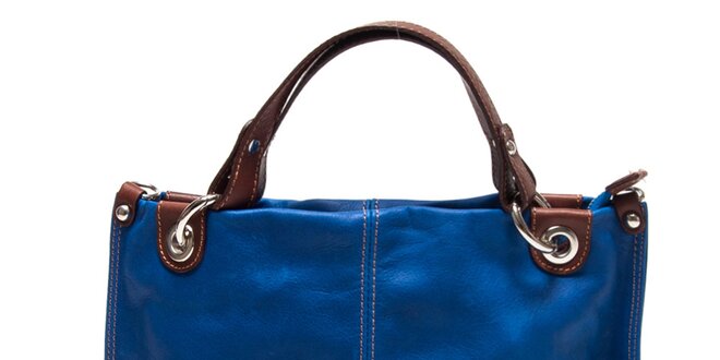 Dámska modrá kabelka s hnedými ušami Renata Corsi