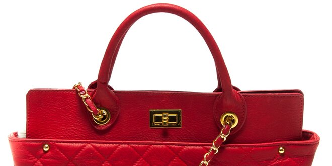 Dámska červená kabelka s prešívaním Renata Corsi