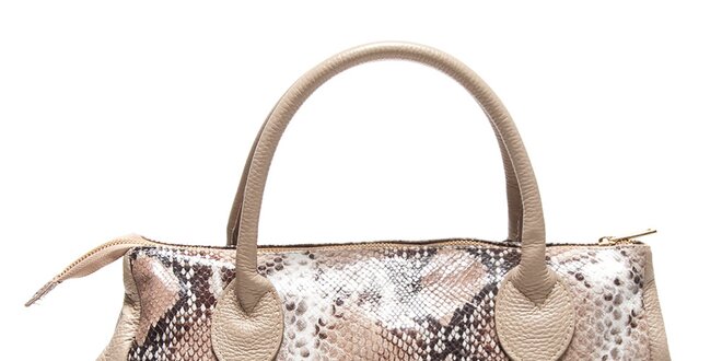 Dámska béžová kabelka s hadím vzorom Renata Corsi