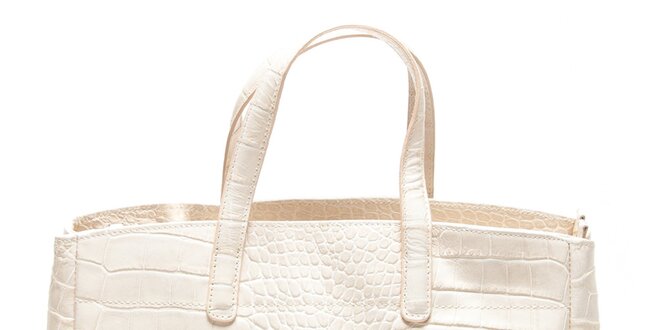Dámska béžová kabelka so vzorom krokodílej kože Renata Corsi