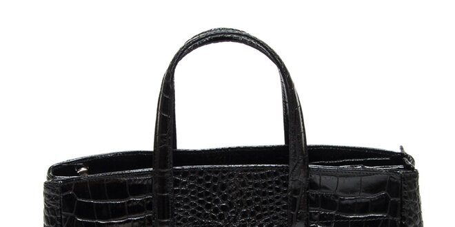 Dámska čierna kabelka so vzorom krokodílej kože Renata Corsi