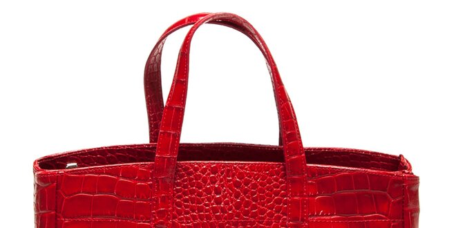 Dámska červená kabelka so vzorom krokodílej kože Renata Corsi