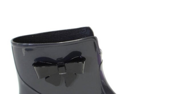 Dámske tmavo šedé kotníkové topánky s mašličkou Favolla