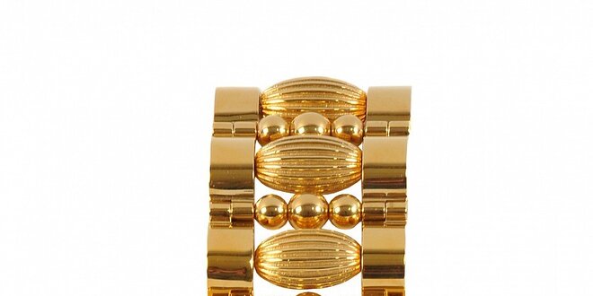 Dámske zlaté oceľové hodinky Gianfranco Ferré s ozdobným remienkom a strieborným ciferníkom