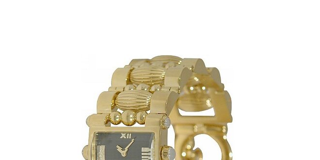 Dámske zlaté hodinky Gianfranco Ferré s čiernym ciferníkom