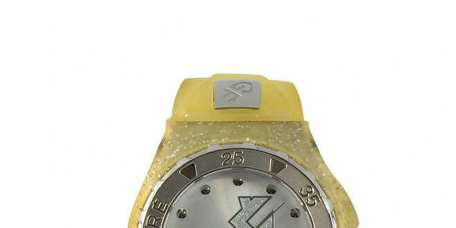 Dámske vanilkovo žlté športové hodinky Gianfranco Ferré s trblietkami