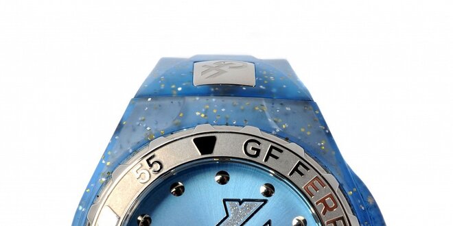 Dámske svetlo modré športové hodinky Gianfranco Ferré s trblietkami