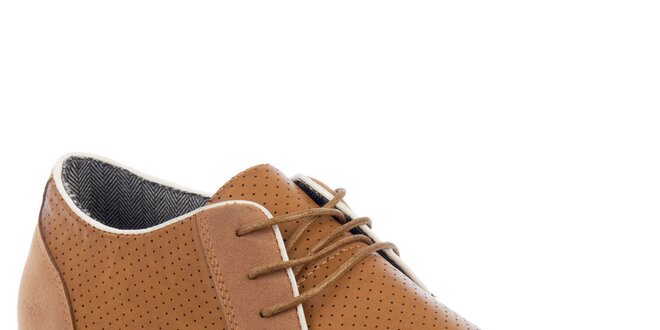 Pánske hnedé perforované topánky Tesoro