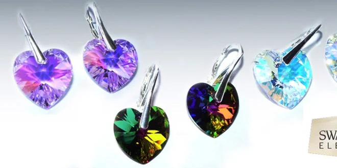 Náušnice Swarovski v tvare srdca