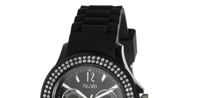 Čierne hodinky NuVo so Swarovski Elements