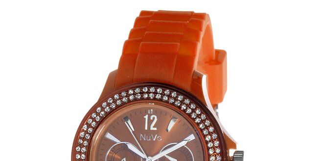Oranžové hodinky NuVo so Swarovski Elements