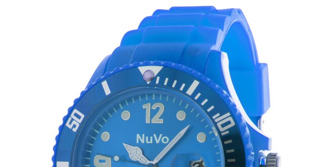 Modré hodinky s dátumovkou NuVo
