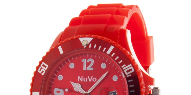 Červené hodinky s dátumovkou NuVo