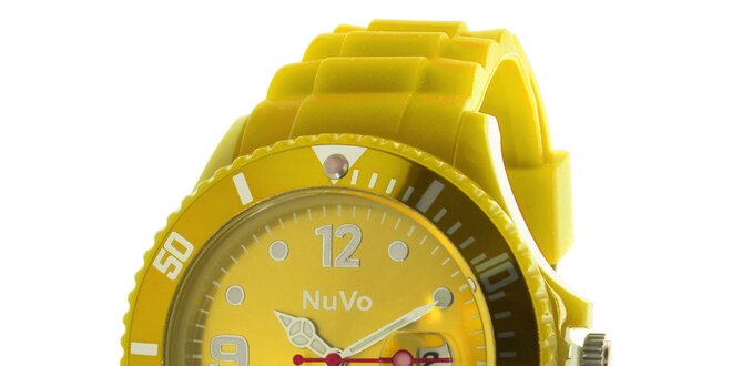Žlté hodinky s dátumovkou NuVo