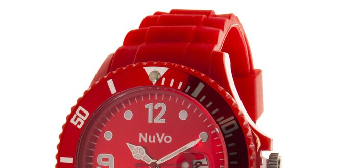 Červené hodinky s dátumovkou NuVo