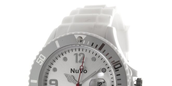 Biele hodinky s dátumovkou NuVo