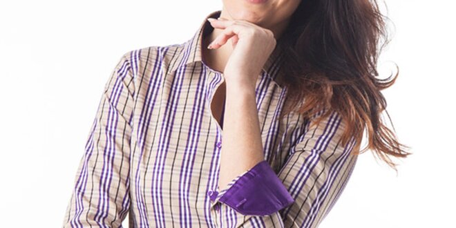 Dámska fialovo-béžová kockovaná košeľa Lexa Slater