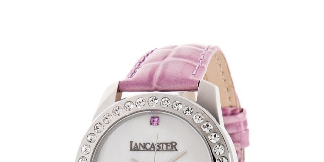 Dámske hodinky Lancaster s ružovým remienkom a nápisom