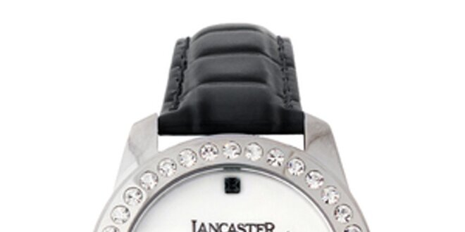 Dámske hodinky Lancaster s nápisom a čiernym remienkom