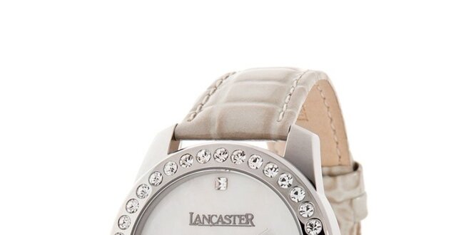 Dámske hodinky Lancaster s nápisom That's fine a krémovým remienkom