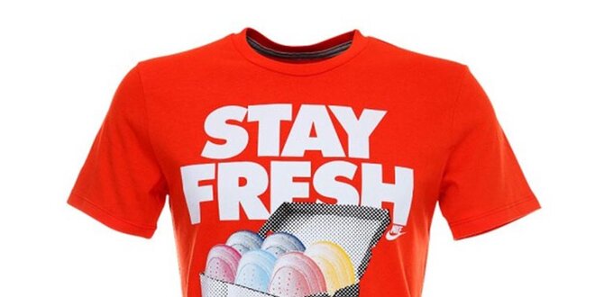 Pánske oranžové tričko s krátkym rukávom a potlačou Nike