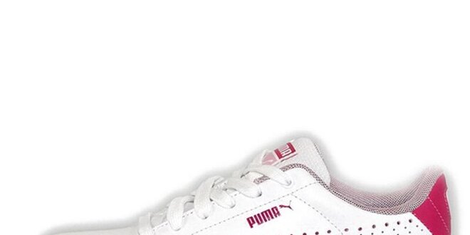 Dámske biele tenisky s ružovými detailmi Puma