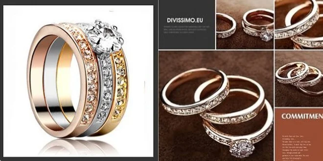 Trojitý prsteň COMMITMENT Swarovski Elements