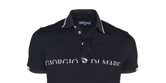 Pánske čierne polo tričko s nápisom na hrudi Giorgio di Mare