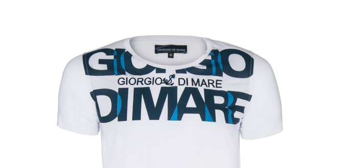 Pánske biele tričko s veľkým nápisom Giorgio di Mare