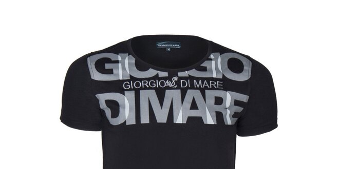 Pánske čierne tričko s veľkým nápisom Giorgio di Mare
