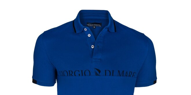 Pánske modré polo tričko s nápisom na hrudi Giorgio di Mare