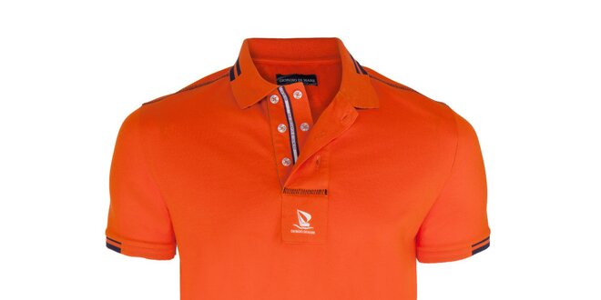 Pánske oranžové polo tričko s dvojradovým límčekom Giorgio di Mare