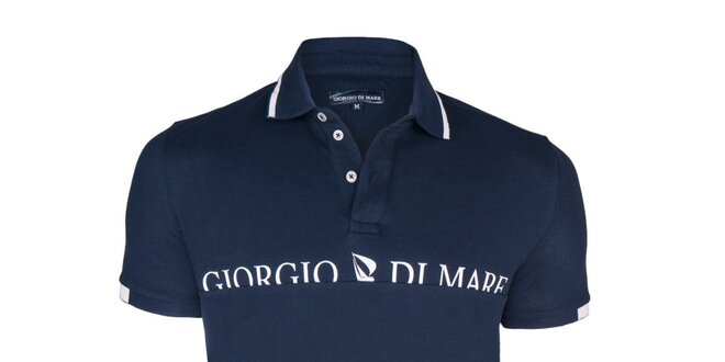 Pánske tmavo modré polo tričko s nápisom na hrudi Giorgio di Mare