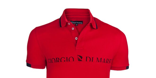 Pánske červené polo tričko s nápisom na hrudi Giorgio di Mare